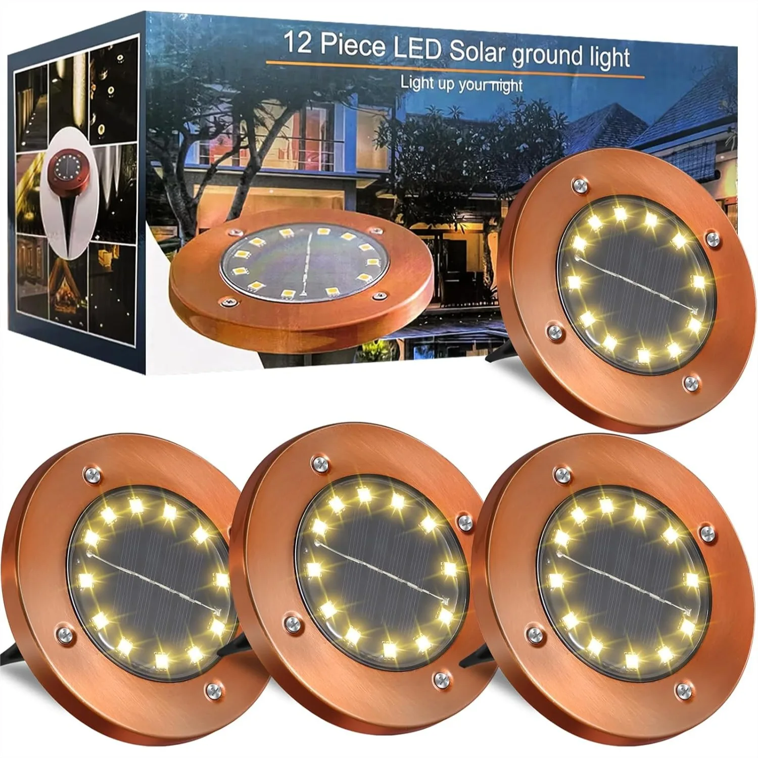 Solar Ground Lights Outdoor 12 LED 4 Pack with 600mAh Battery for Garden Patio Pathway Driveway Yard Decor
Solar Ground Lights Outdoor 12 LED 4 Pack with 600mAh Battery for Garden Patio Pathway Driveway Yard Decor