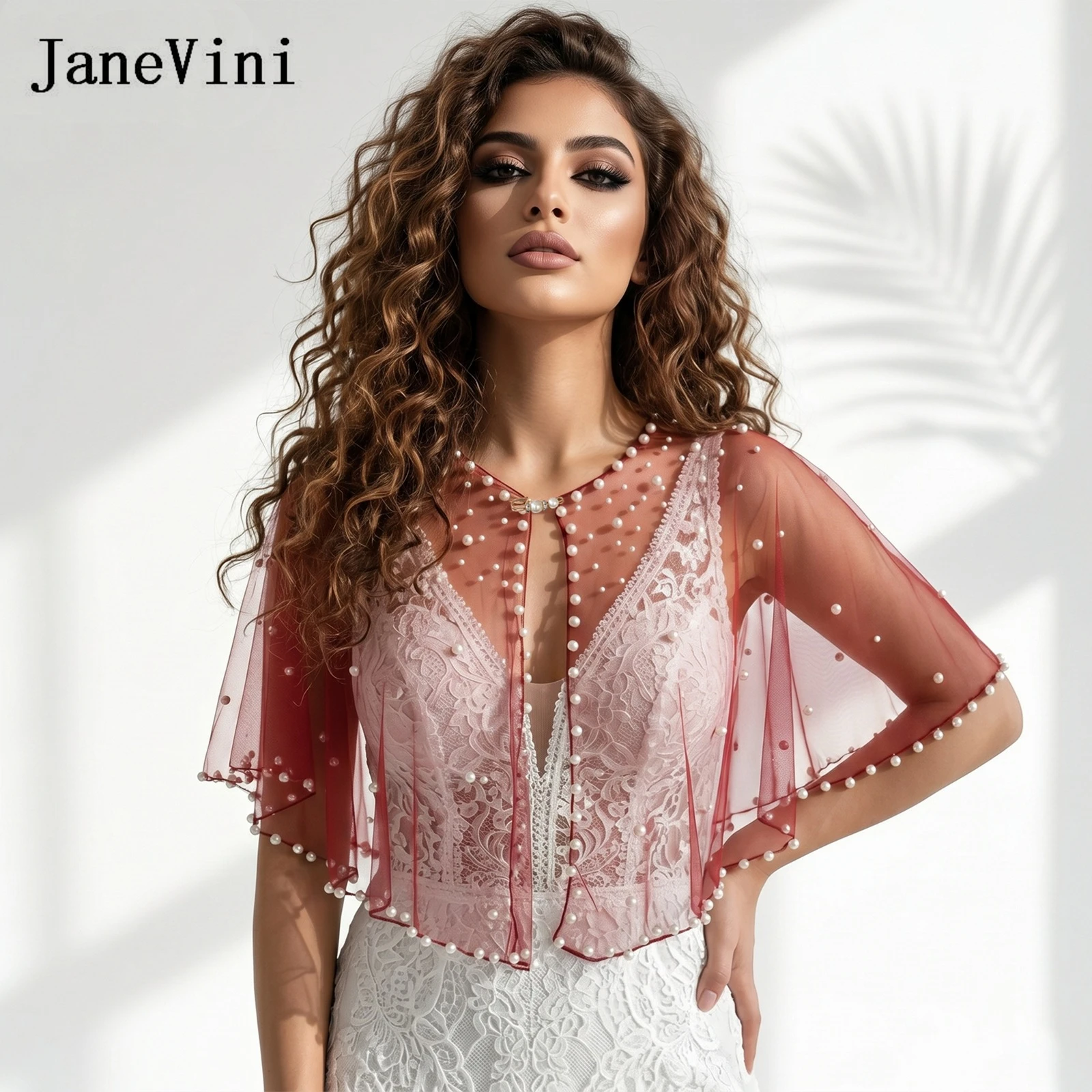 JaneVini Red Tulle Bridal Capelet Wraps Pearl Wedding Shawl Bolero Dames Sheer Mesh Brides Cover Up Evening Party Shrug Jacket
JaneVini Red Tulle Bridal Capelet Wraps Pearl Wedding Shawl Bolero Dames Sheer Mesh Brides Cover Up Evening Party Shrug Jacket