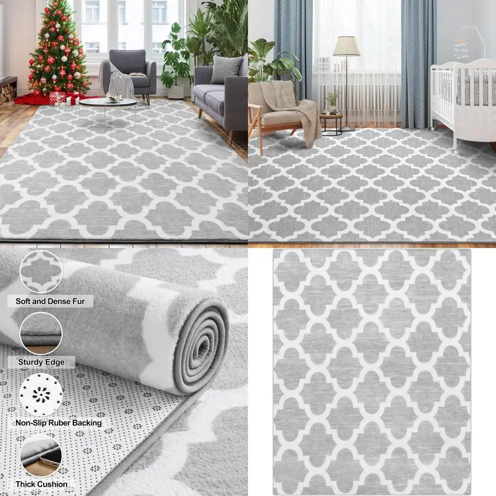 Ковер из шерсти с марокканским геометрическим узором 5x8 футов — светло-серый/белый для гостиной, спальни или детской
Ковер из шерсти с марокканским геометрическим узором 5x8 футов — светло-серый/белый для гостиной, спальни или детской