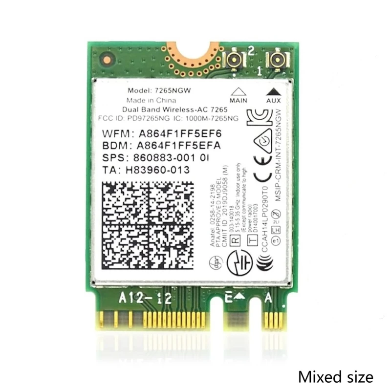 Wireless-AC M2 Wireless Card 2.4G/5Gbps Dual-Band 1200M Bluetooth-compatible Wlan Adapter 7265 7256NGW WIFI
Wireless-AC M2 Wireless Card 2.4G/5Gbps Dual-Band 1200M Bluetooth-compatible Wlan Adapter 7265 7256NGW WIFI