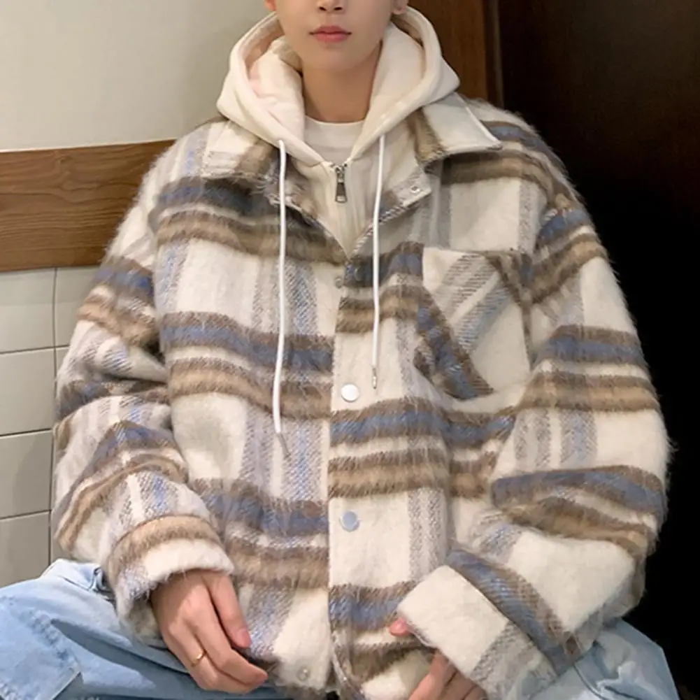 Men Fake Two-piece Coat Street Style Plaid Pattern Men's Hooded Jacket with Zipper Button Closure Loose Fit for Fashionable
Men Fake Two-piece Coat Street Style Plaid Pattern Men's Hooded Jacket with Zipper Button Closure Loose Fit for Fashionable