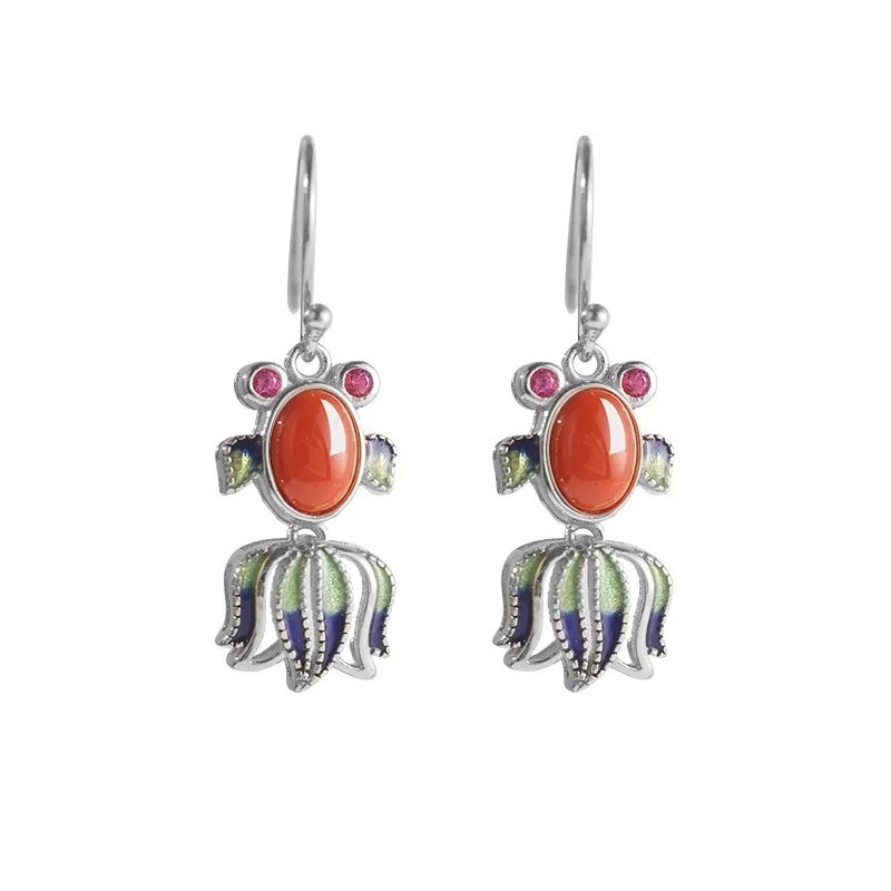 ES577 ZFSILVER 925 Silver Korean Fashion Luxury Hetian Jade South Red Agate Dangle Cute Fish Earring Jewelry For Women Match-all
ES577 ZFSILVER 925 Silver Korean Fashion Luxury Hetian Jade South Red Agate Dangle Cute Fish Earring Jewelry For Women Match-all