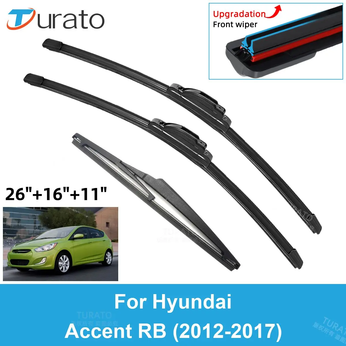 3PCS Car Wiper Blades for 2012-2017 Hyundai Accent RB Rear Windshield Wipers Double Rubber Car Accessories 2014 2015 2016 2017
3PCS Car Wiper Blades for 2012-2017 Hyundai Accent RB Rear Windshield Wipers Double Rubber Car Accessories 2014 2015 2016 2017