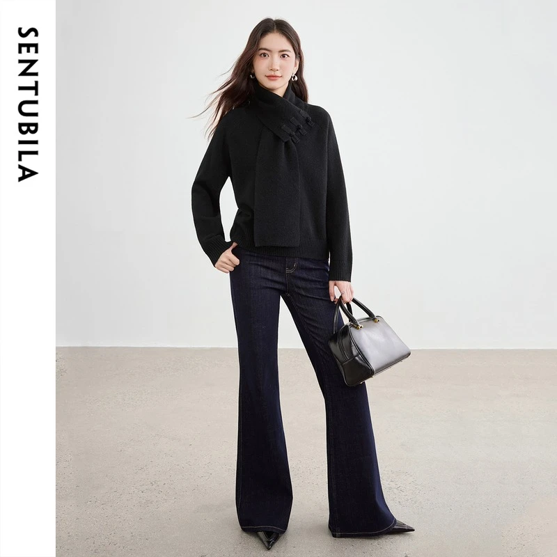 SENTUBILA Women's Black Sweater Pullover Knitwear 2026 Winter Detachable Scarf Knitted Tops Woman Jumper Lady Clothes W53EG3490
SENTUBILA Women's Black Sweater Pullover Knitwear 2026 Winter Detachable Scarf Knitted Tops Woman Jumper Lady Clothes W53EG3490