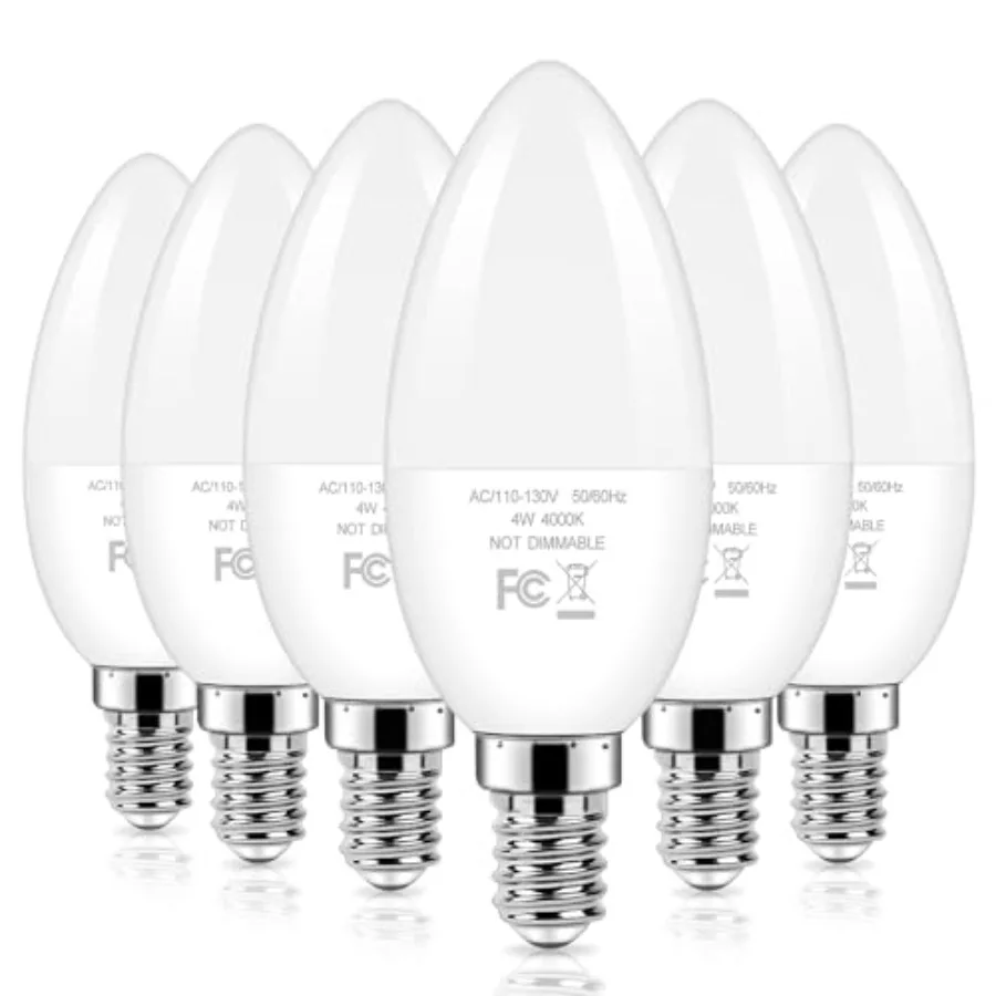 LED Candelabra Light Bulbs 40W Equivalent, 4W Candle Light Bulbs with Small E12 Base, Neutral White 4000K Ceiling Fan Lightbulb
LED Candelabra Light Bulbs 40W Equivalent, 4W Candle Light Bulbs with Small E12 Base, Neutral White 4000K Ceiling Fan Lightbulb