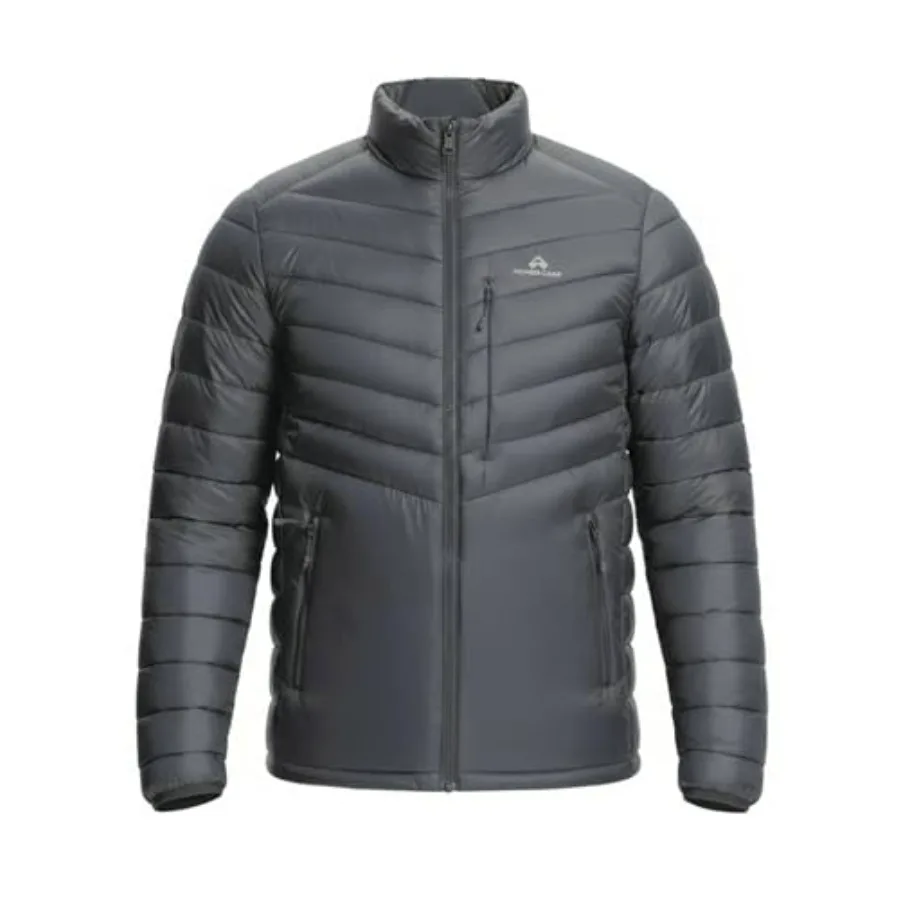 Men's lightweight puffer jacket for camping and travel: quilted insulated water-repellent coat in black with stand collar
Men's lightweight puffer jacket for camping and travel: quilted insulated water-repellent coat in black with stand collar