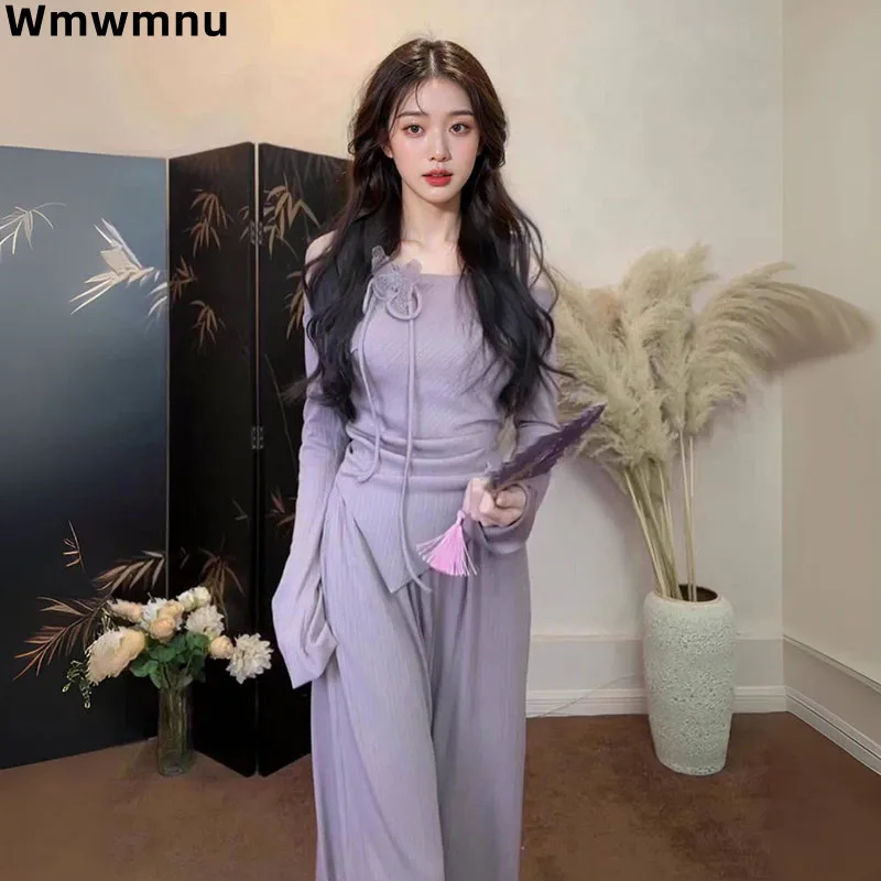 Elegant Strecth Women 2 Piece Sets Casual Design Spring Fall Slim Tops Ensemble Korean Wide Leg Ankle Length Pants Conjuntos
Elegant Strecth Women 2 Piece Sets Casual Design Spring Fall Slim Tops Ensemble Korean Wide Leg Ankle Length Pants Conjuntos