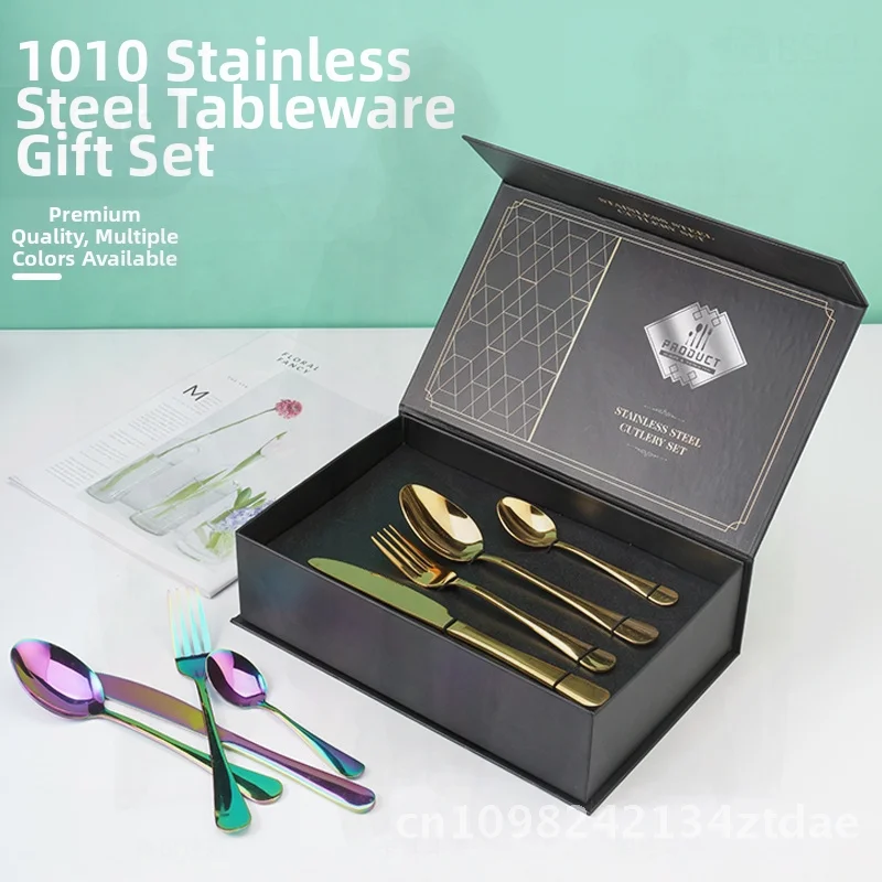 24 Piece Stainless Steel Tableware Set - 1010 Super Dazzling Steak Knife Dessert Spoon Titanium Plated Fork And Spoon Mini Gift
24 Piece Stainless Steel Tableware Set - 1010 Super Dazzling Steak Knife Dessert Spoon Titanium Plated Fork And Spoon Mini Gift