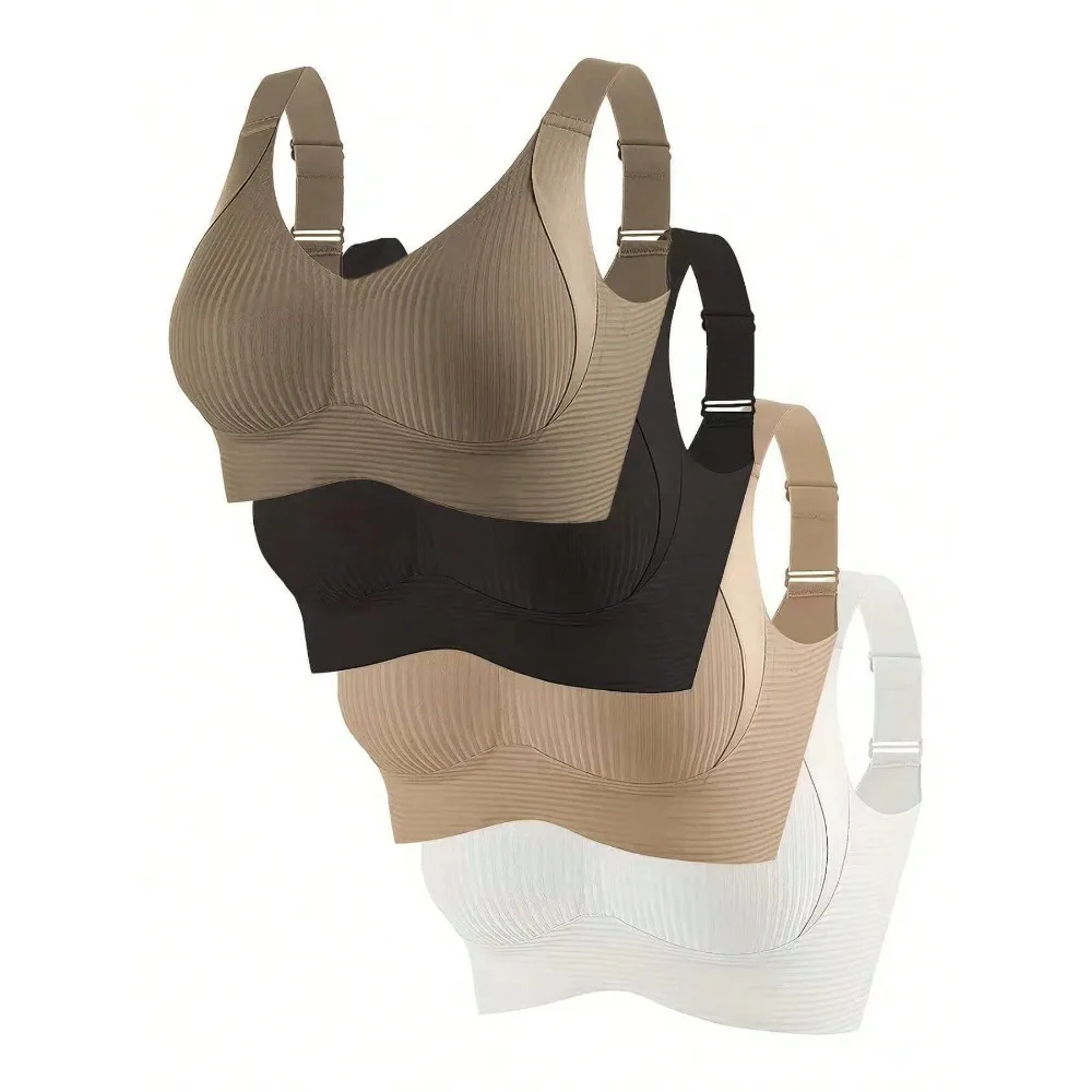 4-Pcs Seamless Breathable Wireless Sports Bra For Women - Full Coverage Design, Anti-Slip Material, With Lifting And Support Functions, Comfortable To Wear, Ribbed Details, Made Of Nylon And Elastic Fiber Blend, Hand Wash. Elegant Solid Color Design.
4-Pcs Seamless Breathable Wireless Sports Bra For Women - Full Coverage Design, Anti-Slip Material, With Lifting And Support Functions, Comfortable To Wear, Ribbed Details, Made Of Nylon And Elastic Fiber Blend, Hand Wash. Elegant Solid Color Design.