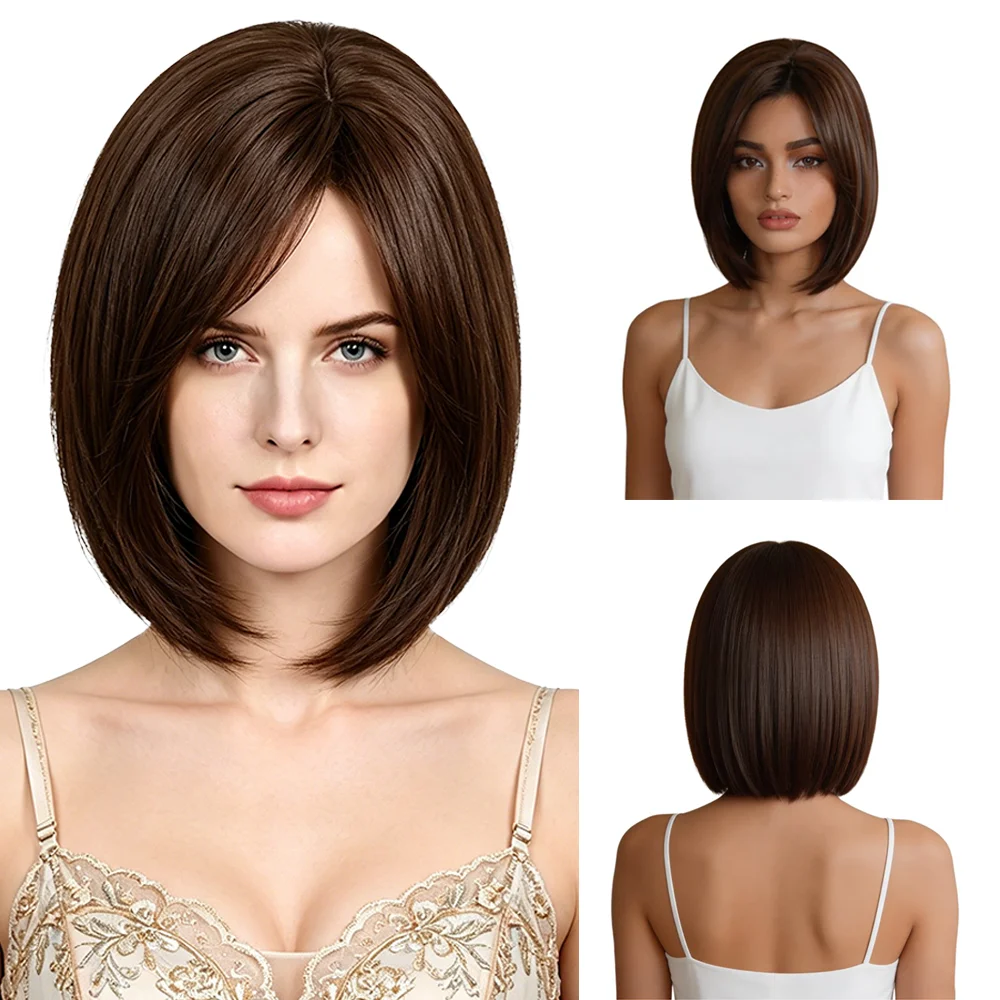 Short Straight Bob Wig Medium Brown Side Bangs Heat Resistant Synthetic Wigs For Women Natural Looking Daily Party Cosplay Use
Short Straight Bob Wig Medium Brown Side Bangs Heat Resistant Synthetic Wigs For Women Natural Looking Daily Party Cosplay Use