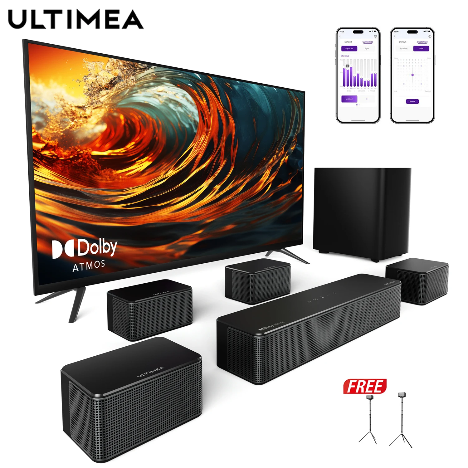 ULTIMEA 7.1ch Dolby Atmos Soundbar for TV, Home Theater Surround Bluetooth Speakers with Wireless Subwoofer, Smart APP Control
ULTIMEA 7.1ch Dolby Atmos Soundbar for TV, Home Theater Surround Bluetooth Speakers with Wireless Subwoofer, Smart APP Control
