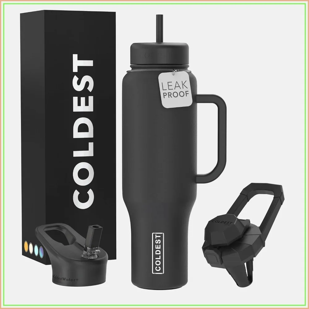 46 oz Leak Proof Insulated Tumbler with Handle & Straw, 3 Lids, Stainless Steel, Cup Holder Friendly, Stealth Black
46 oz Leak Proof Insulated Tumbler with Handle & Straw, 3 Lids, Stainless Steel, Cup Holder Friendly, Stealth Black