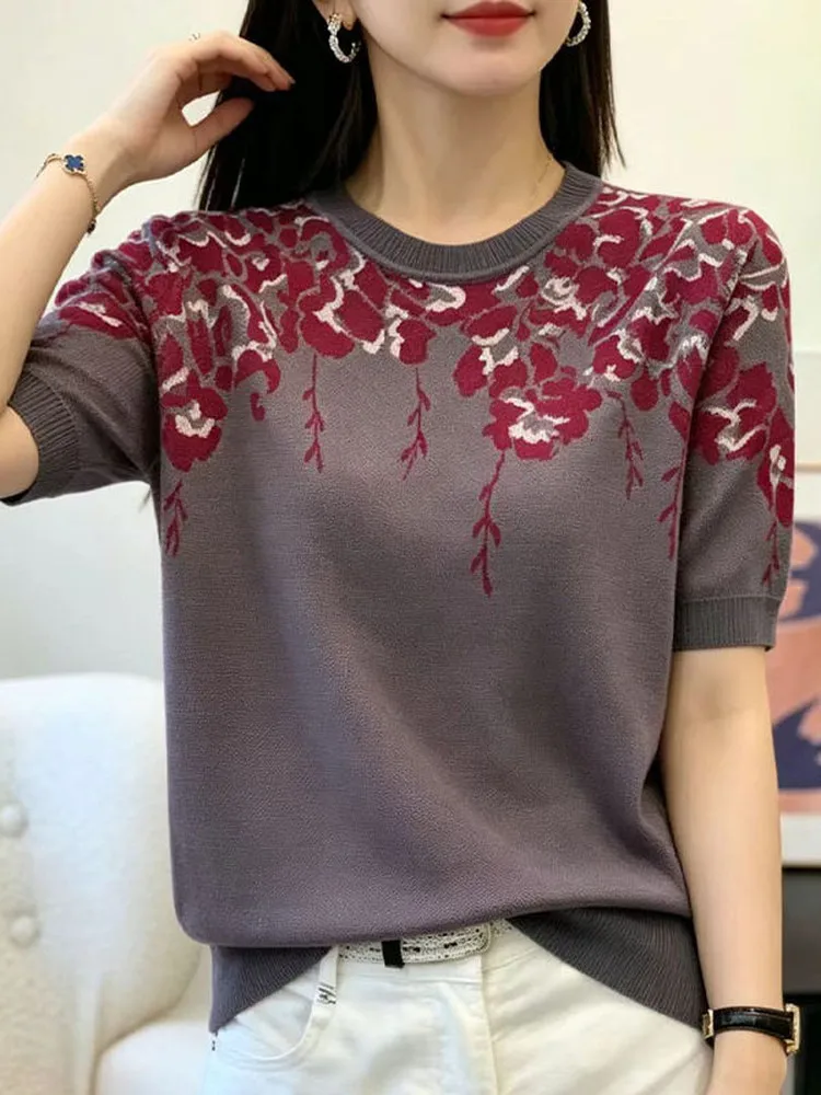 Summer New Loose Women's Silk Knitted Short Sleeve T-Shirt round Neck Flawless Base Shirt Half Sleeve Thin Breathable Comfort...
Summer New Loose Women's Silk Knitted Short Sleeve T-Shirt round Neck Flawless Base Shirt Half Sleeve Thin Breathable Comfort...