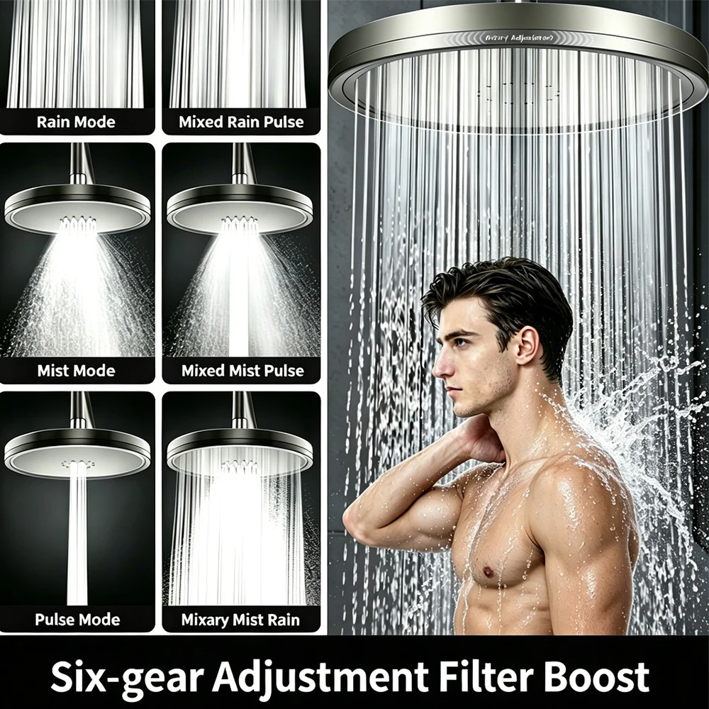 Luxurious 6 Modes Rainwater Shower Head High-Pressure Bathroom Top Spray for Full Body Coverage Portable Installation
Luxurious 6 Modes Rainwater Shower Head High-Pressure Bathroom Top Spray for Full Body Coverage Portable Installation