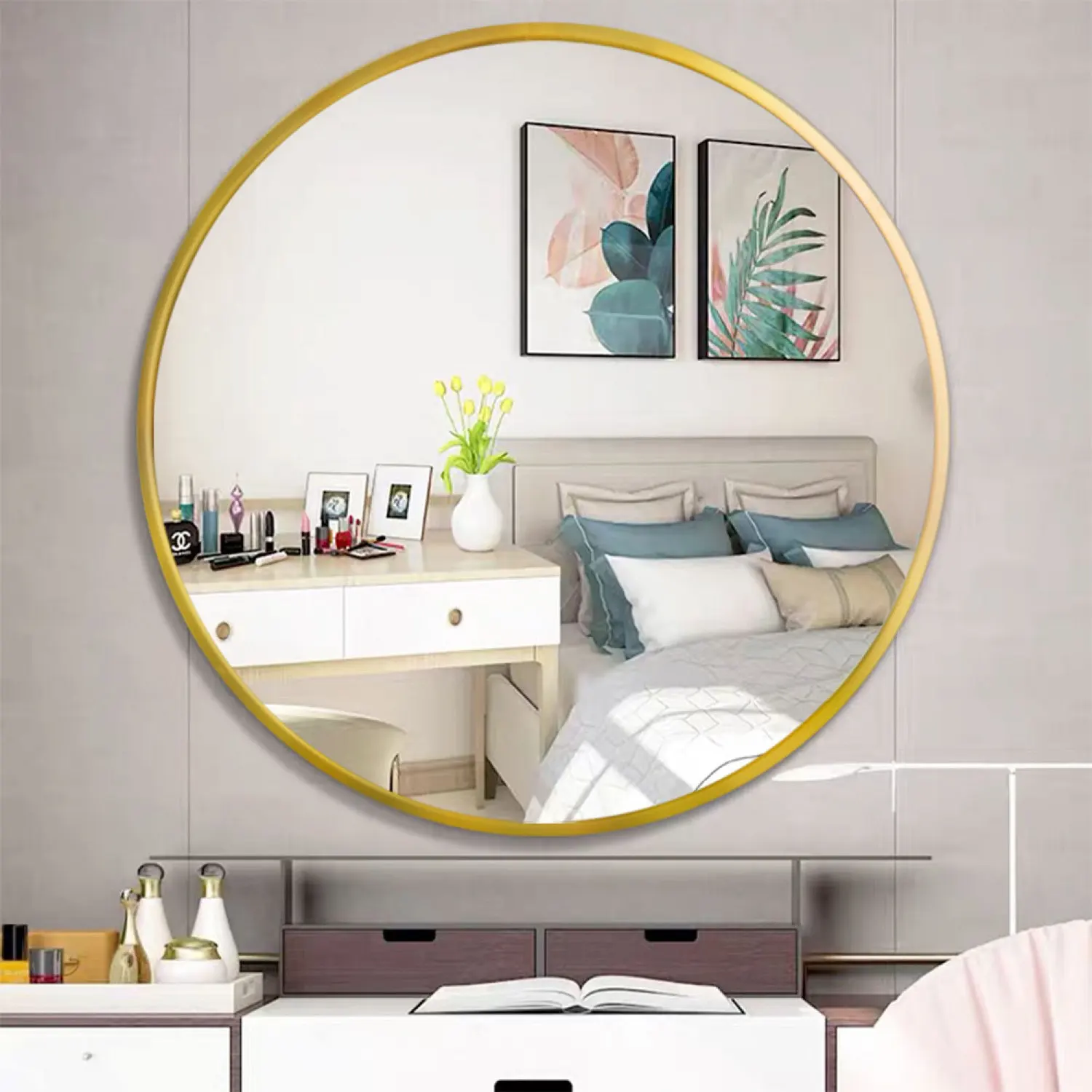 Tempered mirror 32" Wall Circle Mirror for Bathroom, Gold Round Mirror for Wall, 20 inch Hanging Round Mirror for Living Room, V
Tempered mirror 32" Wall Circle Mirror for Bathroom, Gold Round Mirror for Wall, 20 inch Hanging Round Mirror for Living Room, V