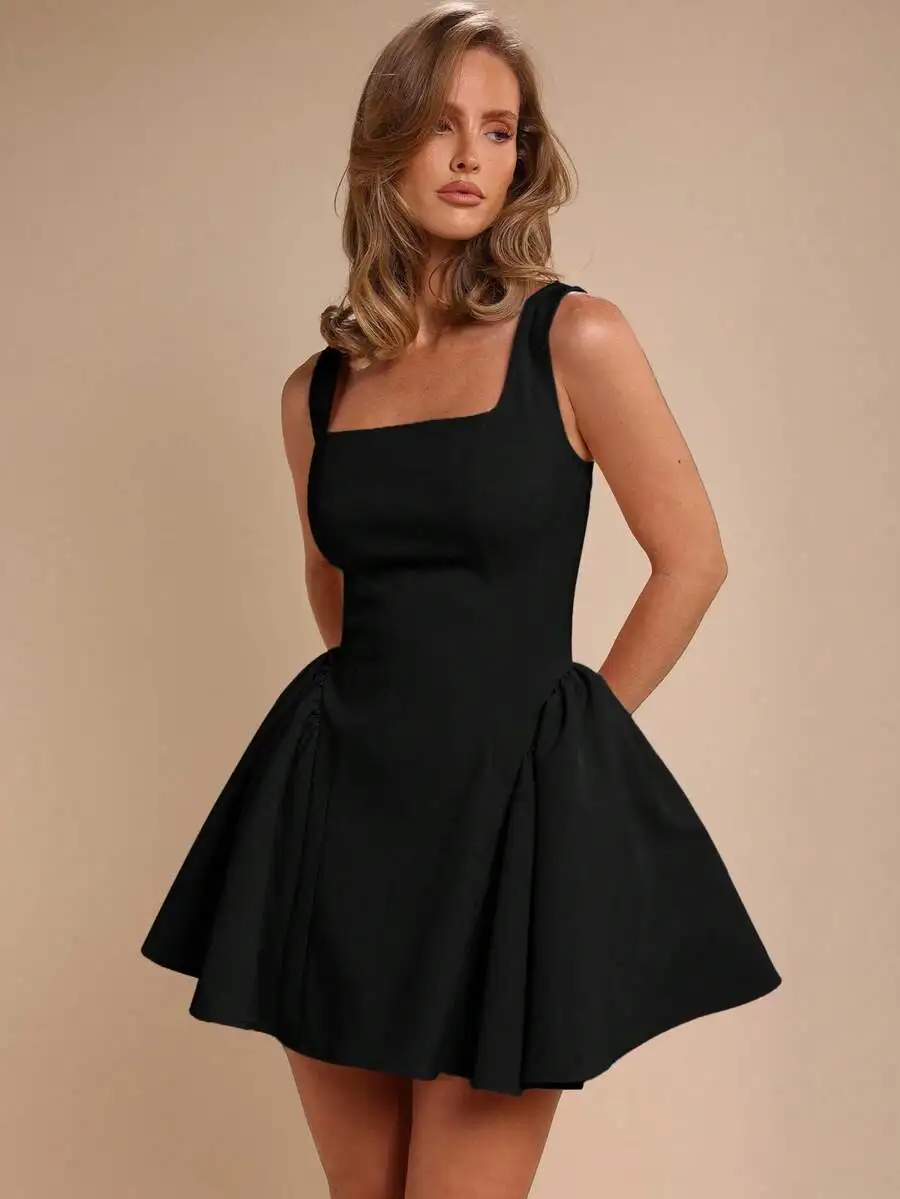 Womens Solid Color Sleeveless Mini Dress Casual Everyday Wear Black
Womens Solid Color Sleeveless Mini Dress Casual Everyday Wear Black