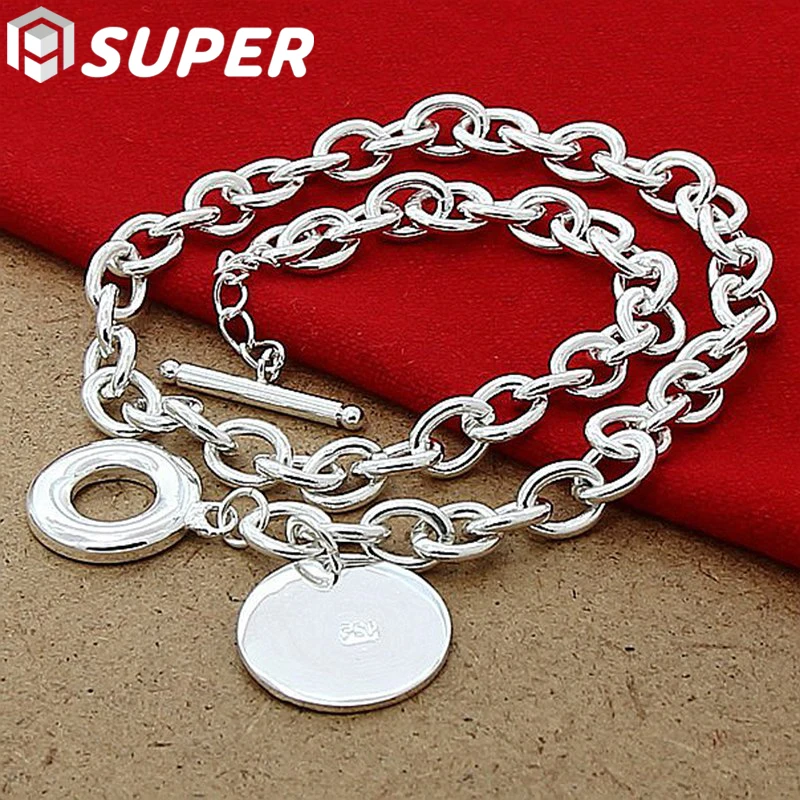 925 Sterling Silver Round Pendant Necklace For Woman Man 18 Inches Chain Wedding Engagement Party Jewelry
925 Sterling Silver Round Pendant Necklace For Woman Man 18 Inches Chain Wedding Engagement Party Jewelry