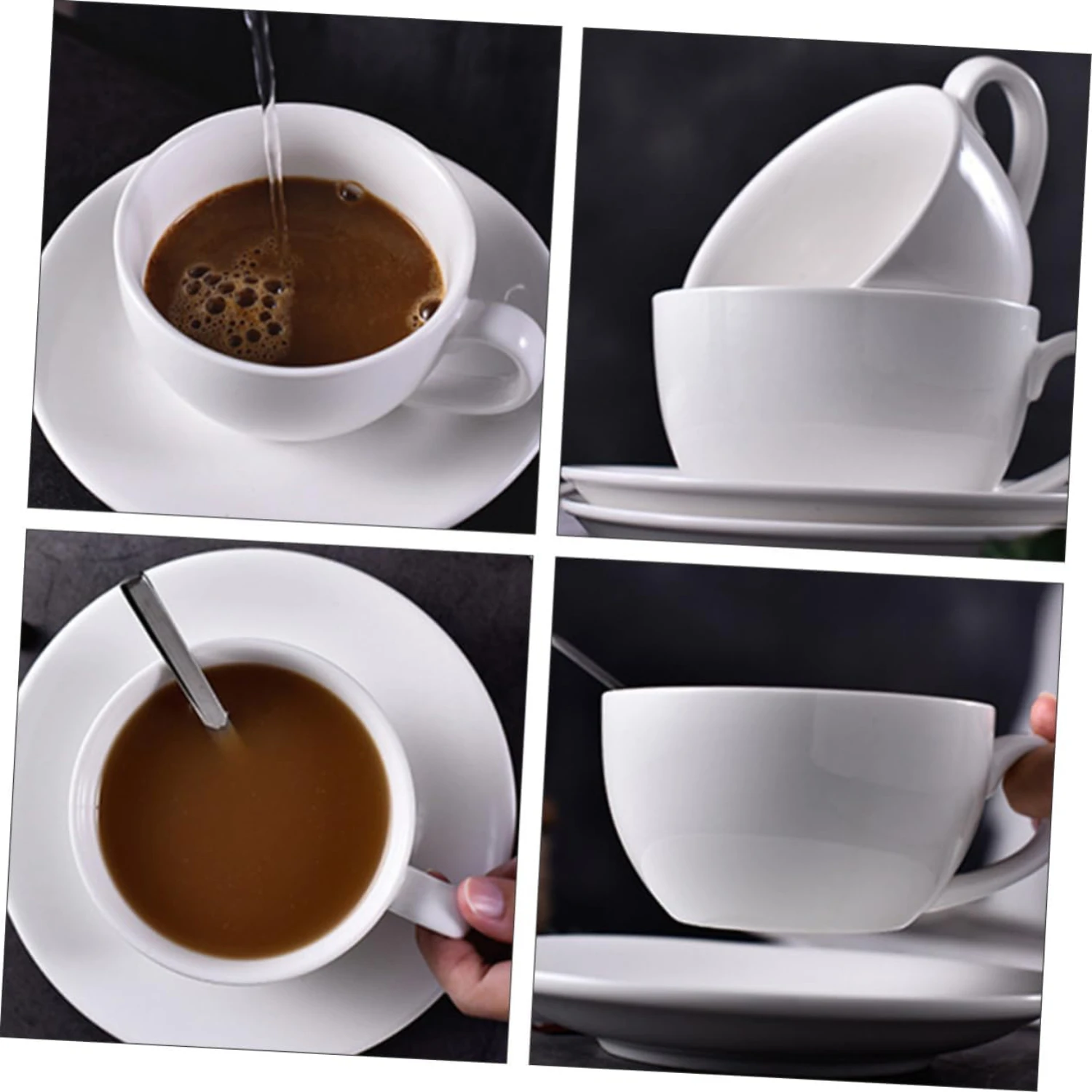 Enhance Your Coffee Experience with Elegant, Durable White Ceramic Cups and Saucers - Perfect for Coffee Lovers, Ideal for Enter
Enhance Your Coffee Experience with Elegant, Durable White Ceramic Cups and Saucers - Perfect for Coffee Lovers, Ideal for Enter