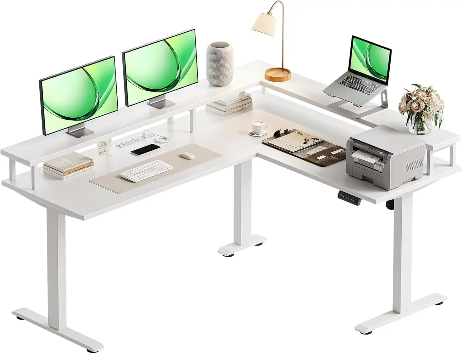 Electric L Shaped Standing Desk, 59 Inch Height Adjustable Stand Up Desk with Power Outlets & Full Monitor Stand, Reversible Cor
Electric L Shaped Standing Desk, 59 Inch Height Adjustable Stand Up Desk with Power Outlets & Full Monitor Stand, Reversible Cor