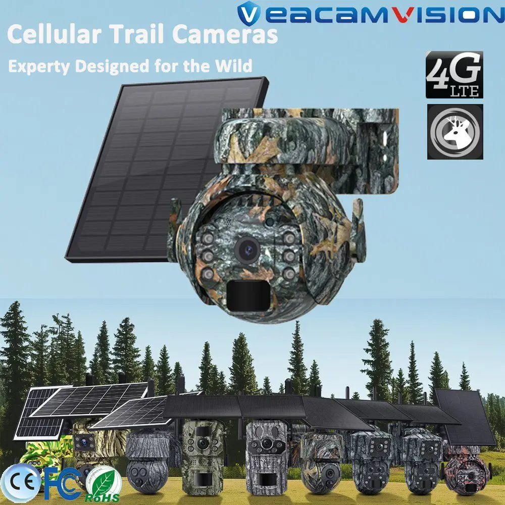 4G Hunting Trail Camera Animal Solar Battery PTZ PIR Camouflage Color Outdoor Digital Security Surveillance CCTV
4G Hunting Trail Camera Animal Solar Battery PTZ PIR Camouflage Color Outdoor Digital Security Surveillance CCTV