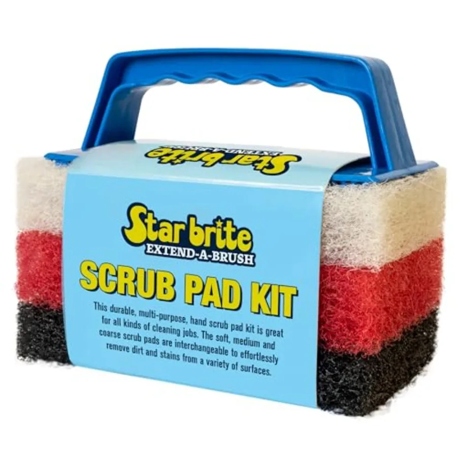 Scrub Pad Kit - 3 Different Textured Scouring Pads and Interchangeable Handle 040023PW
Scrub Pad Kit - 3 Different Textured Scouring Pads and Interchangeable Handle 040023PW