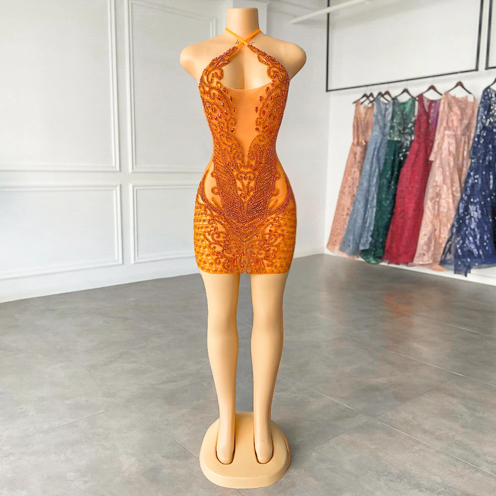Real Sample Luxury Halter Women Birthday Party Cocktail Gowns Orange Handmade Crystals Black Girls Mini Short Prom Dresses 2023
Real Sample Luxury Halter Women Birthday Party Cocktail Gowns Orange Handmade Crystals Black Girls Mini Short Prom Dresses 2023