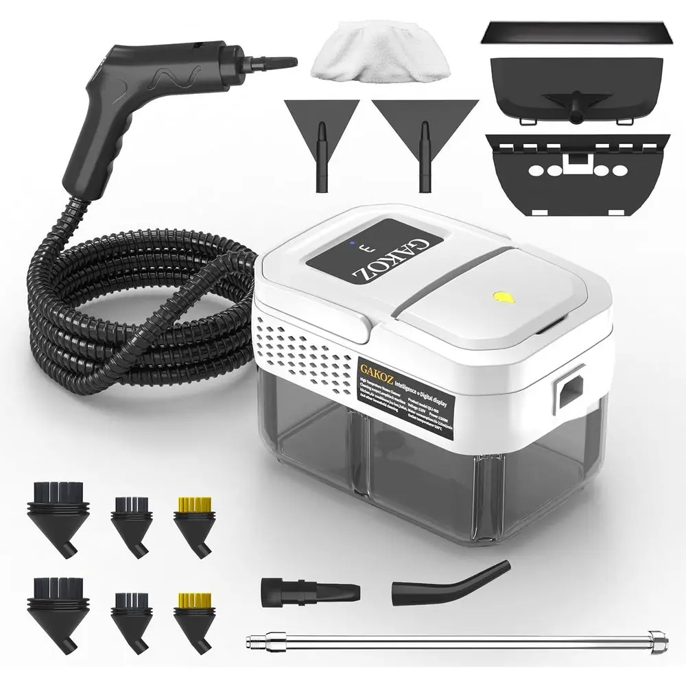 Мощный ручной пароочиститель: быстрый нагрев, безопасное автоматическое отключение, идеально подходит для диванов, вытяжек и ванных комнат.
Мощный ручной пароочиститель: быстрый нагрев, безопасное автоматическое отключение, идеально подходит для диванов, вытяжек и ванных комнат.