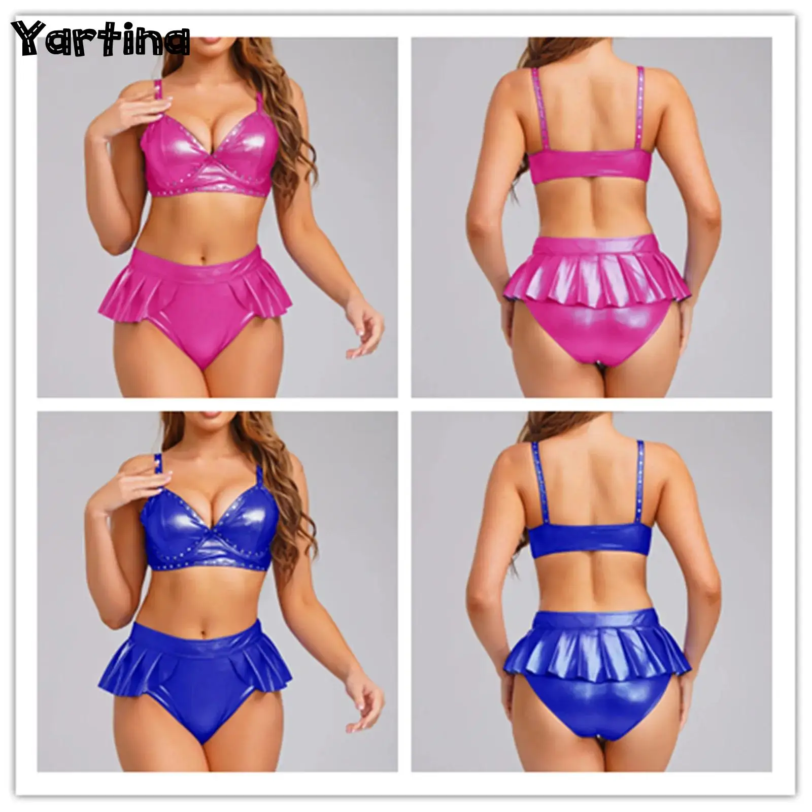 Womens Metallic Shiny Triangle Bikini Swimsuit Set Two Pieces Biquini Swimwear Padded Underwire Rivets Triangle Bra Tops Briefs
Womens Metallic Shiny Triangle Bikini Swimsuit Set Two Pieces Biquini Swimwear Padded Underwire Rivets Triangle Bra Tops Briefs