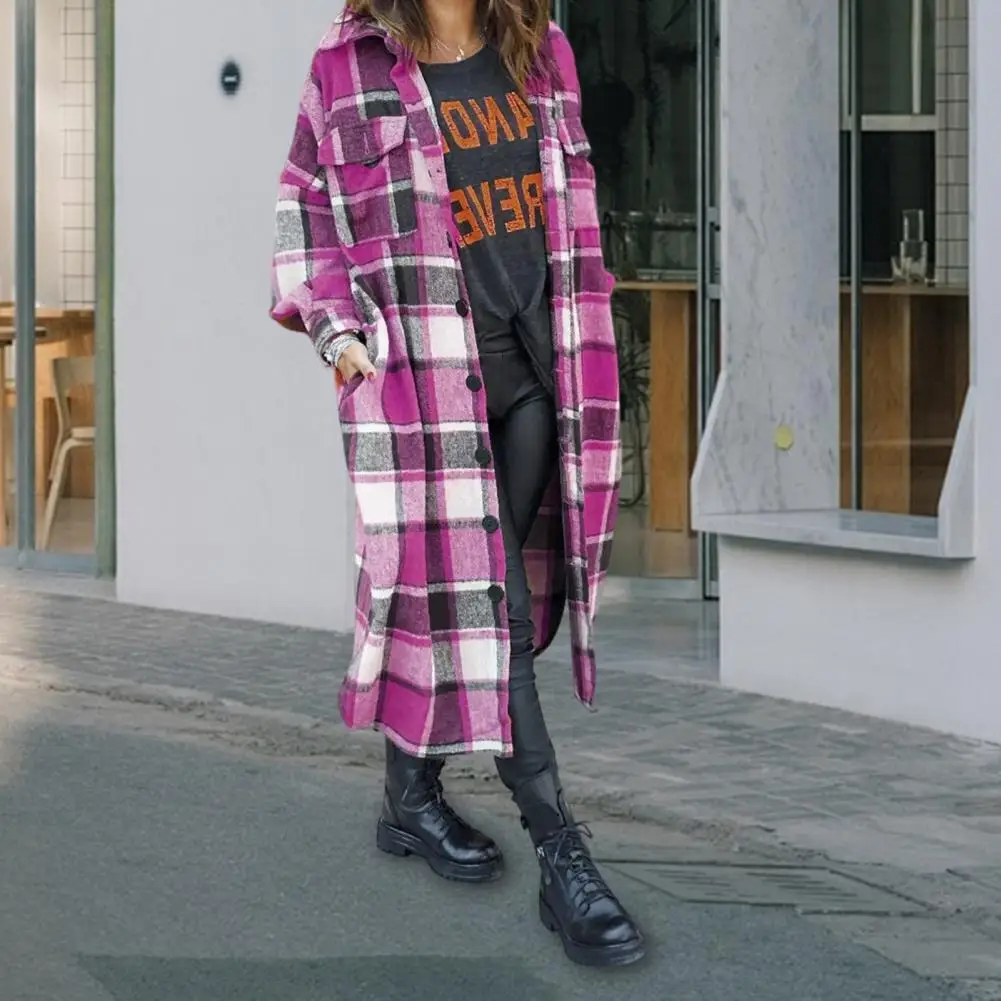 Women Plaid Long Coat Lapel Collar Jacket Plaid Print Turn-down Collar Coat for Women Stylish Mid Length Jacket with for Wear
Women Plaid Long Coat Lapel Collar Jacket Plaid Print Turn-down Collar Coat for Women Stylish Mid Length Jacket with for Wear