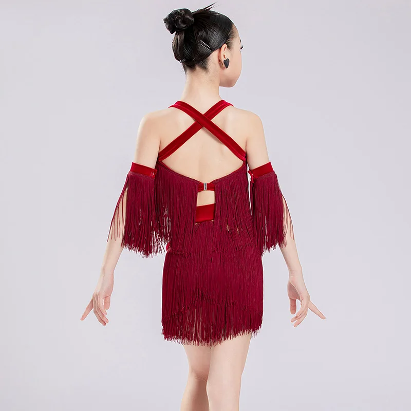 Children's Latin Dance Costume Tassel Velvet Halter Vest Top and Skirt Suits Girls Kids Sumba Competition Dancerwear Clothes
Children's Latin Dance Costume Tassel Velvet Halter Vest Top and Skirt Suits Girls Kids Sumba Competition Dancerwear Clothes