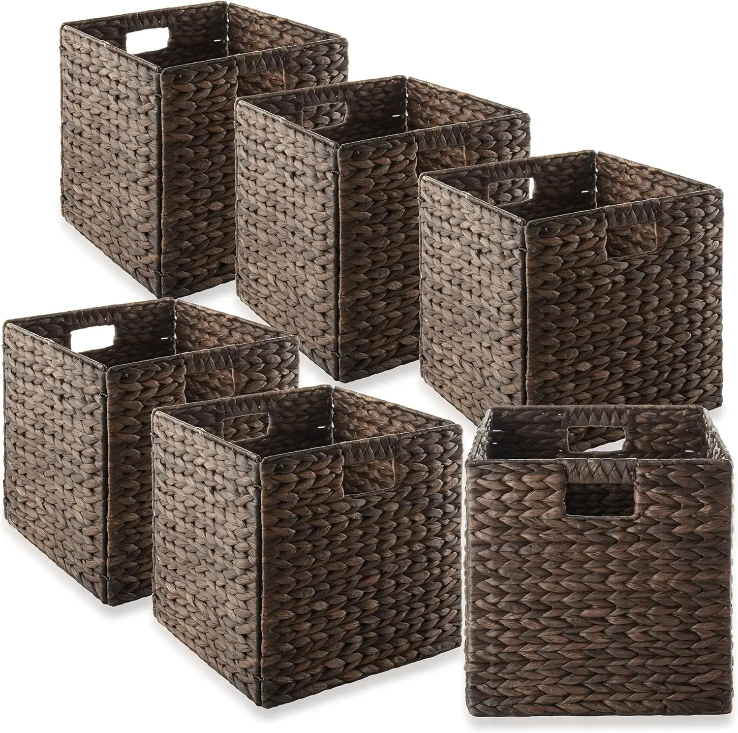 12 x 12 Water Hyacinth Storage Baskets Espresso Set of 6 Collapsible Cube Organizers Woven Bins for Bathroom Bedroom Laundry
12 x 12 Water Hyacinth Storage Baskets Espresso Set of 6 Collapsible Cube Organizers Woven Bins for Bathroom Bedroom Laundry