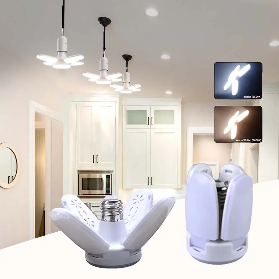 E27 Fan Shape LED Bulb AC85-265V 28W Foldable Lamp Mini 4 Leaf Pendant Light For Home Living Room Warehouse Garage Ceiling Light
E27 Fan Shape LED Bulb AC85-265V 28W Foldable Lamp Mini 4 Leaf Pendant Light For Home Living Room Warehouse Garage Ceiling Light