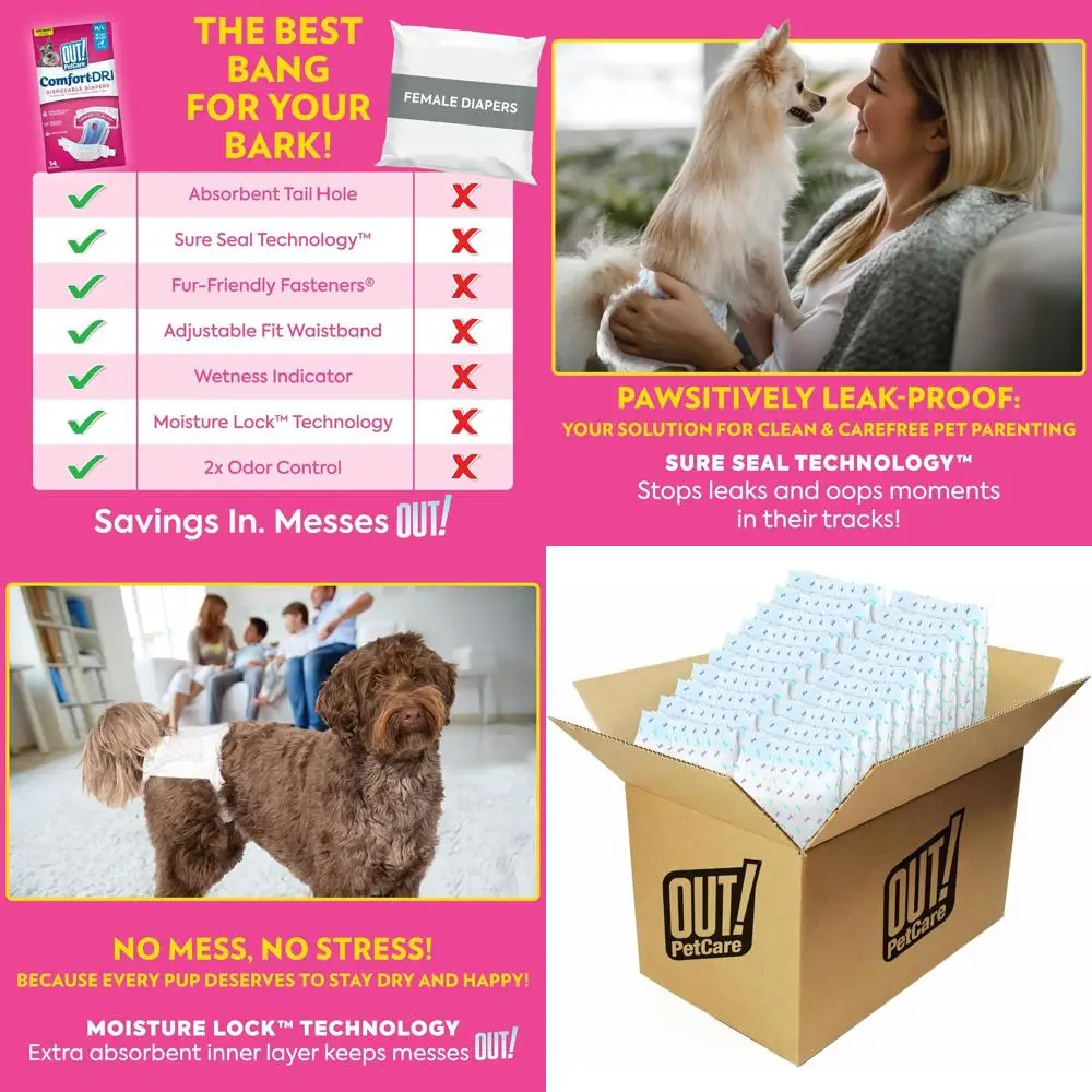 Disposable Dog Diapers for Male, Potty Training, Incontinence, Adjustable Fasteners, 13-18 Waist (XS/S, 96 Count)
Disposable Dog Diapers for Male, Potty Training, Incontinence, Adjustable Fasteners, 13-18 Waist (XS/S, 96 Count)