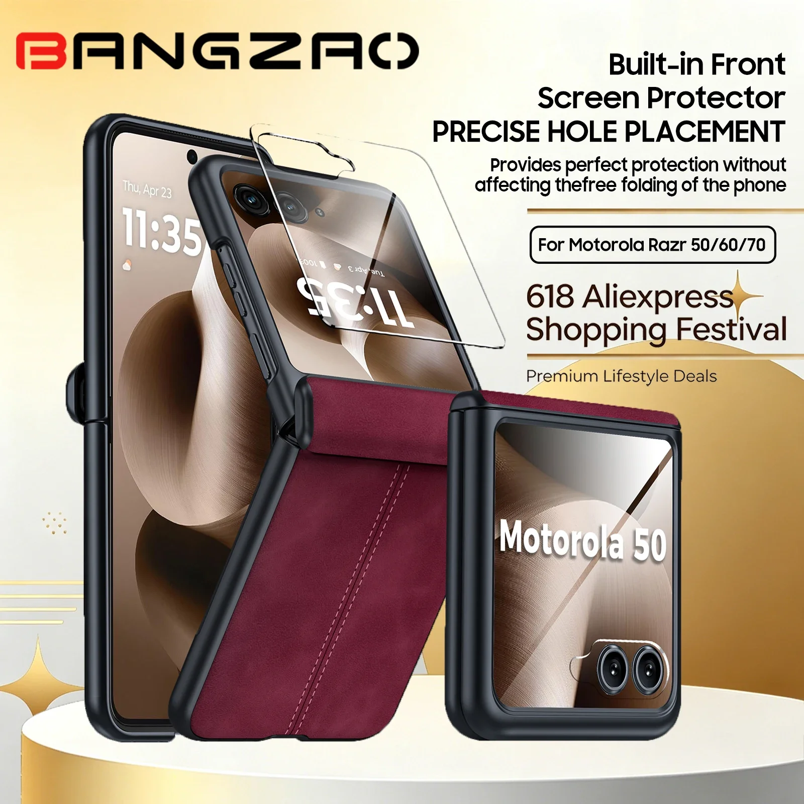 618 Sale For Motorola Razr 50/60/70 Case Magnetic Hinge Protection Leather Cover With 9H Screen Protector Wireless Charging-Red
618 Sale For Motorola Razr 50/60/70 Case Magnetic Hinge Protection Leather Cover With 9H Screen Protector Wireless Charging-Red