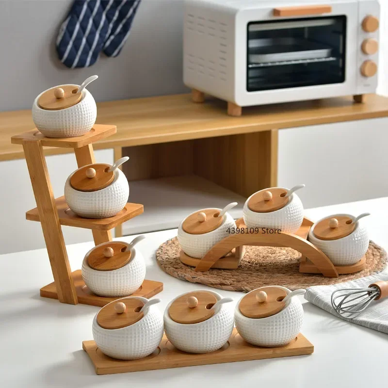 3 Piece Set / Kitchen Supplies Ceramic Seasoning Pot Pepper Salt Glass Cruet Trapezoidal Bamboo Rack Tray Kitchen Seasoning Tool
3 Piece Set / Kitchen Supplies Ceramic Seasoning Pot Pepper Salt Glass Cruet Trapezoidal Bamboo Rack Tray Kitchen Seasoning Tool