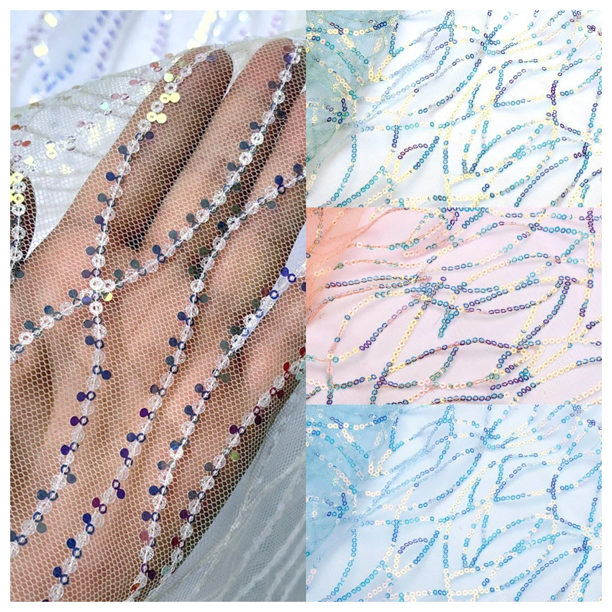 Luxury Sequin Embroidered Lace Mesh Fabric Glittery Overlay Bridal Dress Wedding Gown Gift Wrapping High-End Couture DIY Craft
Luxury Sequin Embroidered Lace Mesh Fabric Glittery Overlay Bridal Dress Wedding Gown Gift Wrapping High-End Couture DIY Craft