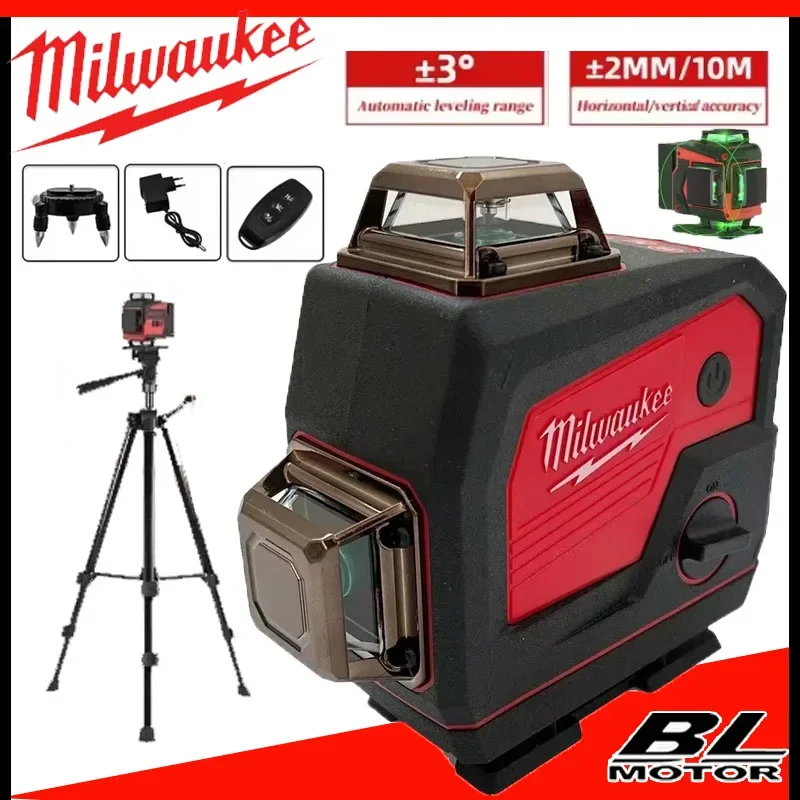 Milwaukee 16 Lines Laser Level Meter Horn Function 360° Horizontal And Vertical Cross Green Light Self-Leveling Tool for 18V
Milwaukee 16 Lines Laser Level Meter Horn Function 360° Horizontal And Vertical Cross Green Light Self-Leveling Tool for 18V