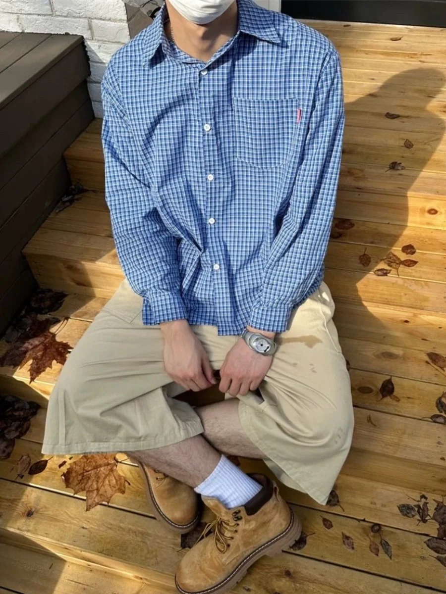 Американская ретро синяя клетчатая длинная све irt Свободная повседневная одежда весна-осень Модная верхняя одежда Топ для мужчин и женщин
Американская ретро синяя клетчатая длинная све irt Свободная повседневная одежда весна-осень Модная верхняя одежда Топ для мужчин и женщин