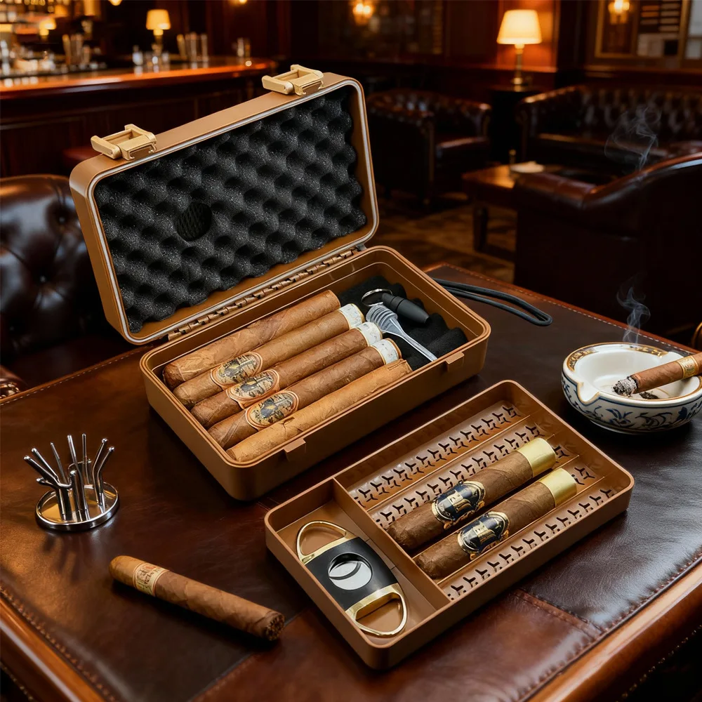 BOLTIFY Waterproof Sealed Travel Cigar Humidor Box, Crushproof Portable Case with Humidifier for 10 Cigars
BOLTIFY Waterproof Sealed Travel Cigar Humidor Box, Crushproof Portable Case with Humidifier for 10 Cigars