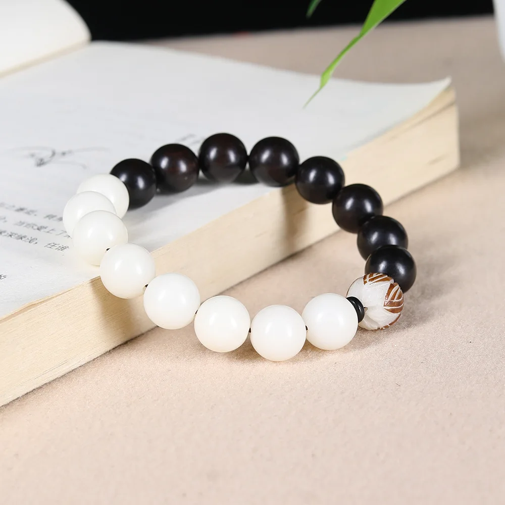 White Jade Bodhi Prayer Bead Bracelet Ebony Yin Yang Bead Bracelet with Bodhi Root Lotus Fashion Unisex Jewelry Gifts
White Jade Bodhi Prayer Bead Bracelet Ebony Yin Yang Bead Bracelet with Bodhi Root Lotus Fashion Unisex Jewelry Gifts