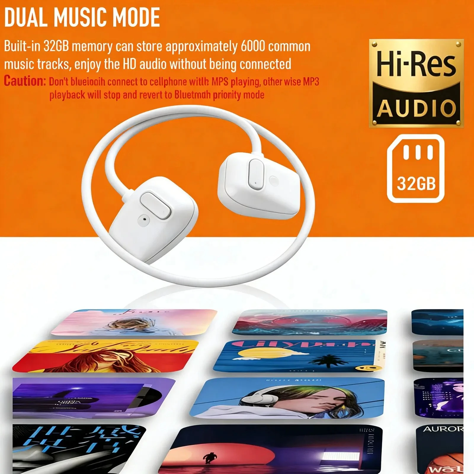 Wireless Bluetooth Headphones Neck Band Bone Conduction Earphones IPX8 Protable Built-in 32G Memory Card Music Play For Sports
Wireless Bluetooth Headphones Neck Band Bone Conduction Earphones IPX8 Protable Built-in 32G Memory Card Music Play For Sports