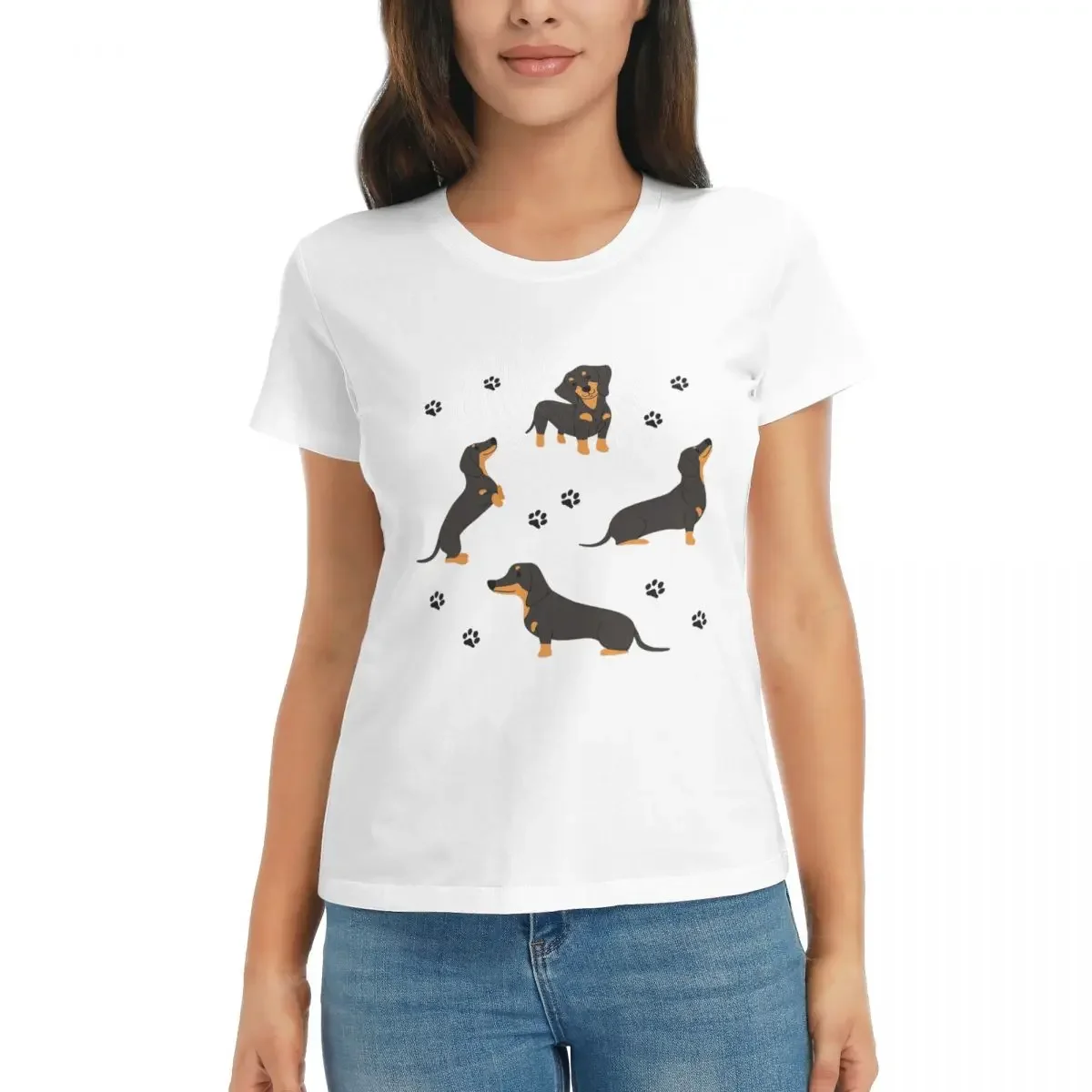 Women T-Shirt Dachshund Dog Pattern With Dog Paws Summer Short Sleeve Tees Crew Neck Cotton T Shirts Clothes Tops Streetwear
Women T-Shirt Dachshund Dog Pattern With Dog Paws Summer Short Sleeve Tees Crew Neck Cotton T Shirts Clothes Tops Streetwear