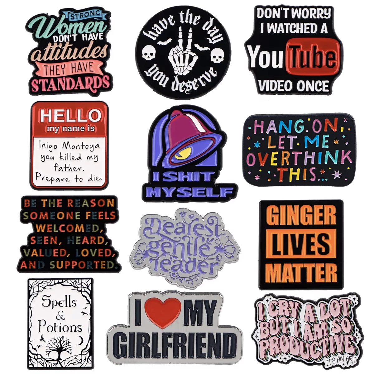 Quotation Phrase Word Enamel Pins Metal Cartoon Brooch Backpack Hat Bag Lapel Badges Men Women Fashion Jewelry Collection Gift
Quotation Phrase Word Enamel Pins Metal Cartoon Brooch Backpack Hat Bag Lapel Badges Men Women Fashion Jewelry Collection Gift