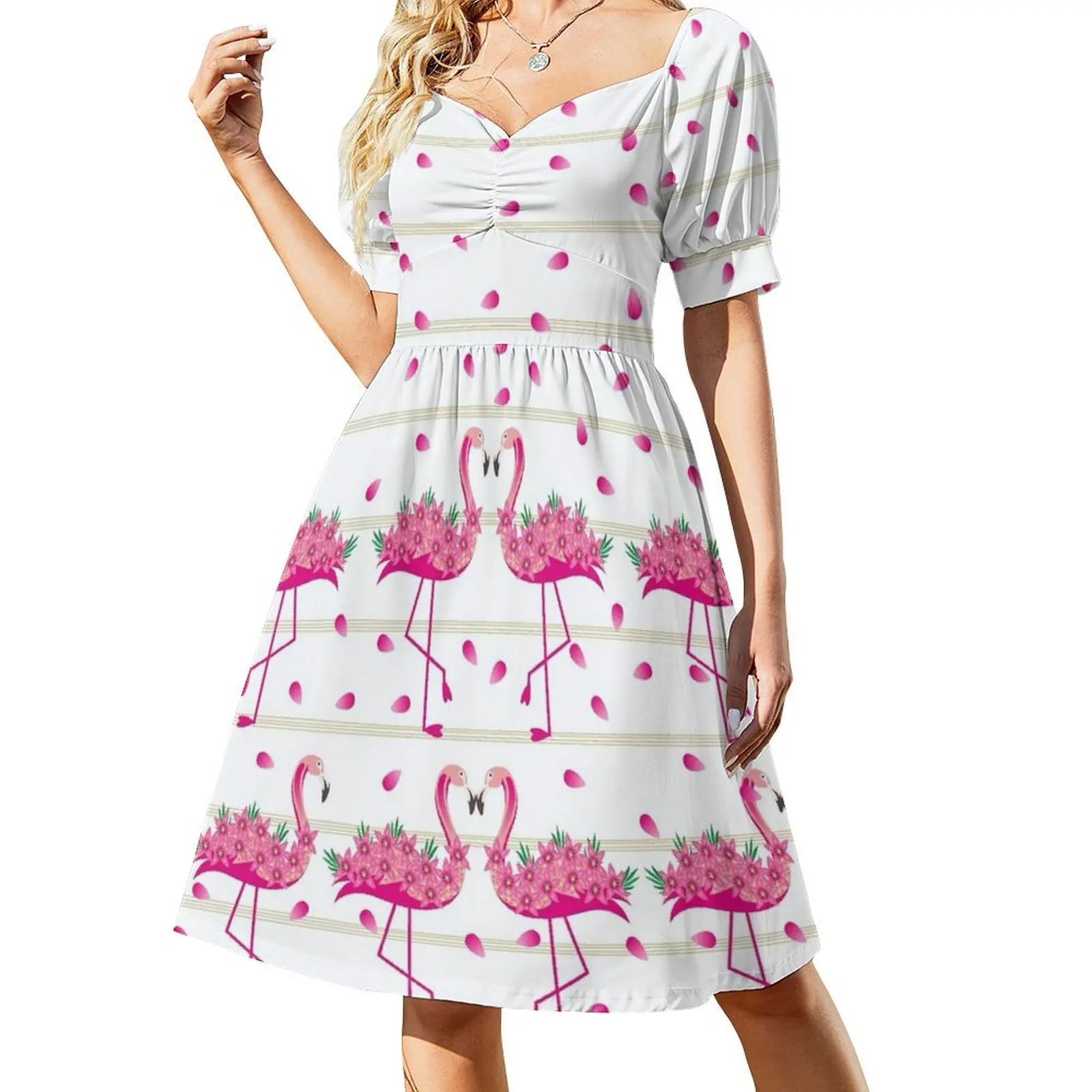 Flamingo Pink Flower Art Short Sleeved Dress long sleeve dress Women's long dress
Flamingo Pink Flower Art Short Sleeved Dress long sleeve dress Women's long dress