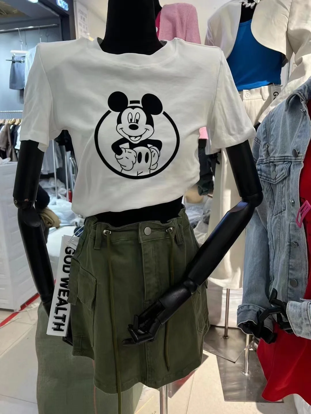 Short Sleeve Mickey Print T-Shirt Women Summer Waist Exposure Short Style Top Korean Loose Fit Cotton round Neck Casual Shirt
Short Sleeve Mickey Print T-Shirt Women Summer Waist Exposure Short Style Top Korean Loose Fit Cotton round Neck Casual Shirt