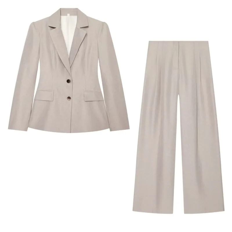 Women's Blazer Straight Leg Pants Set Long Sleeve Pleated Blazer High Waist Trousers Elegant Fshion Female Casual 2 Piece Set
Women's Blazer Straight Leg Pants Set Long Sleeve Pleated Blazer High Waist Trousers Elegant Fshion Female Casual 2 Piece Set