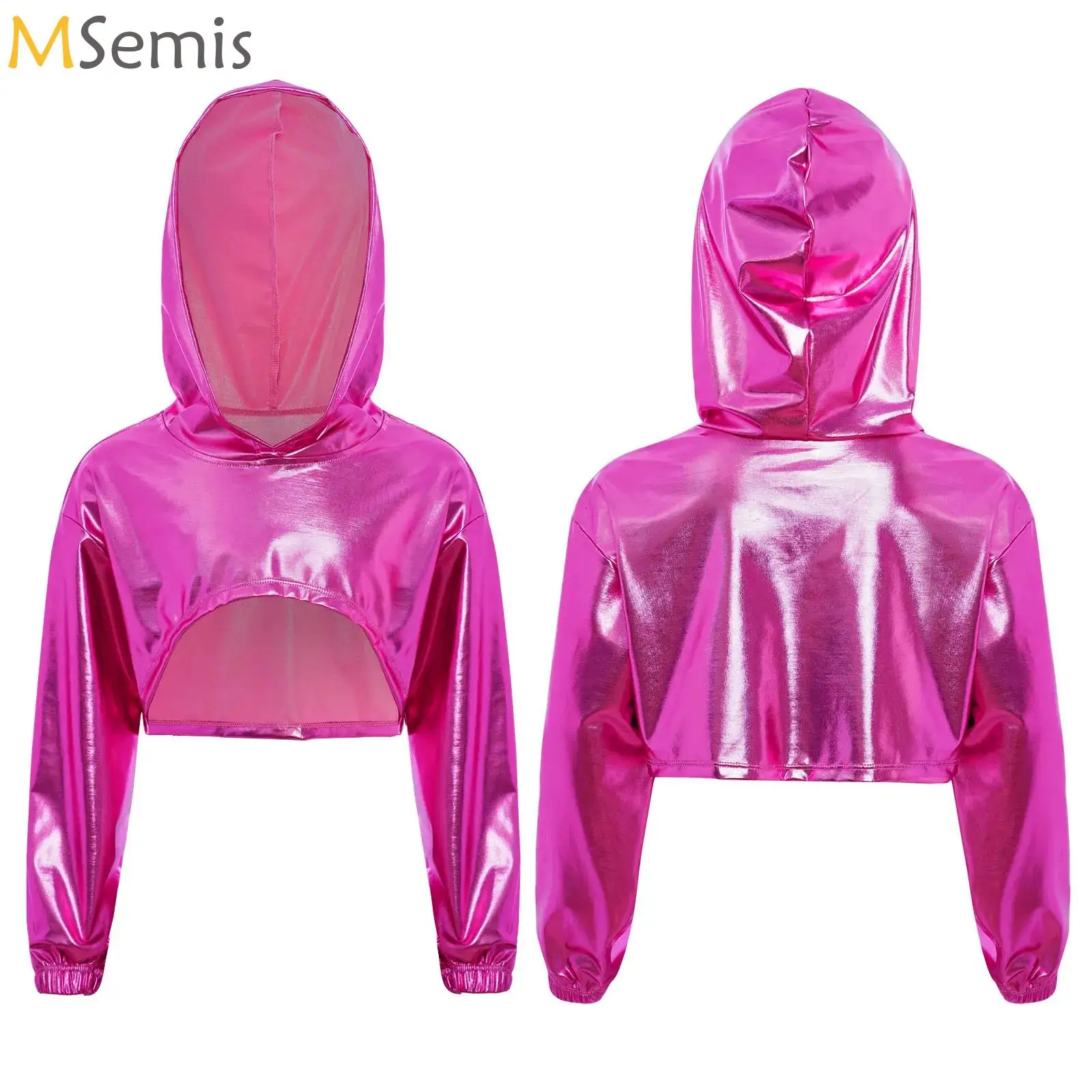 Kids Girls Metallic Dance Hoodie Tops Asymmetrical Hem Crop Top Hip Hop Jazz Dance Party Performance Costume Children's T-shirts
Kids Girls Metallic Dance Hoodie Tops Asymmetrical Hem Crop Top Hip Hop Jazz Dance Party Performance Costume Children's T-shirts