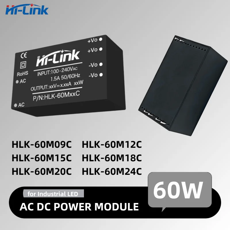 60W-C AC/DC Power Module with EMC 9V/12V/15V/18V/20V/24V Optional for Industrial LED
60W-C AC/DC Power Module with EMC 9V/12V/15V/18V/20V/24V Optional for Industrial LED