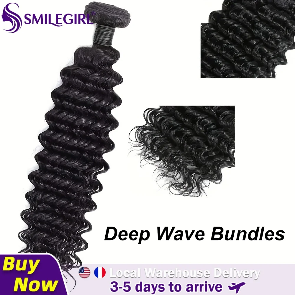 Smilegirl Deep Wave Bundle Human Hair Brazilian Virgin Hair 100 Unprocessed Raw Remy Hair Double Weft Double Drawn Curly Hair Weaves No Shedding No Tangle Natural Black Sew In Hair Extensions Multiple Length For Black Women Daily Hairstyle Use
Smilegirl Deep Wave Bundle Human Hair Brazilian Virgin Hair 100 Unprocessed Raw Remy Hair Double Weft Double Drawn Curly Hair Weaves No Shedding No Tangle Natural Black Sew In Hair Extensions Multiple Length For Black Women Daily Hairstyle Use