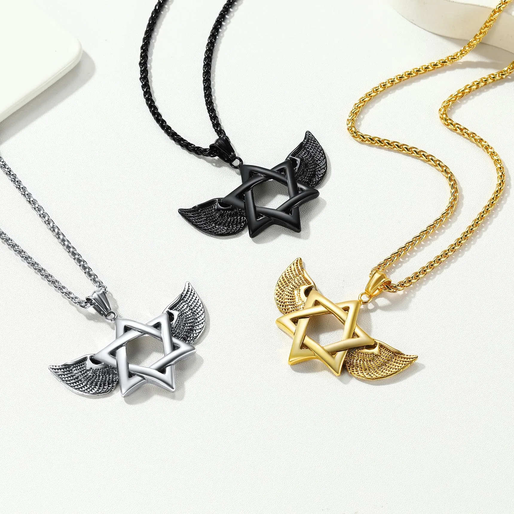 Stainless Steel Necklace in Black Gold Steel Color David of Star Necklace for Men Women Jewish Jewelry Party Gifts
Stainless Steel Necklace in Black Gold Steel Color David of Star Necklace for Men Women Jewish Jewelry Party Gifts